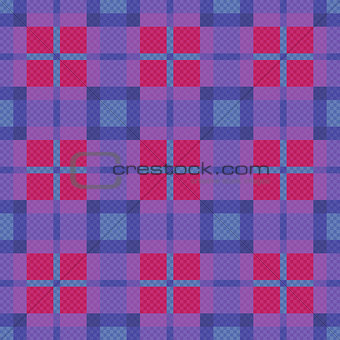 Seamless checkered pattern in blue, pink and violet