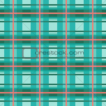 Seamless checkered pattern in turquoise and red