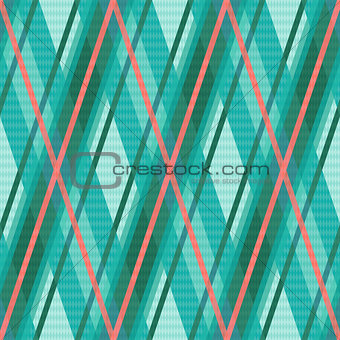 Seamless rhombic pattern in turquoise and red