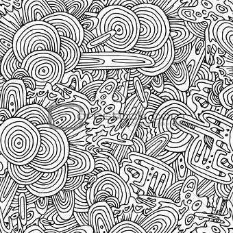 Seamless circles hand-drawn pattern.