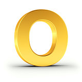 The letter O as a polished golden object with clipping path