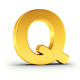 The letter Q as a polished golden object with clipping path