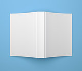 White blank soft cover book template on blue