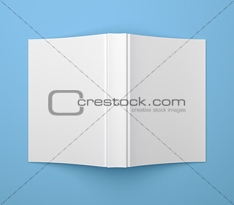 White blank soft cover book template on blue
