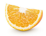 Slice of orange citrus fruit isolated on white