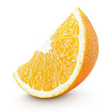 Slice of orange citrus fruit isolated on white