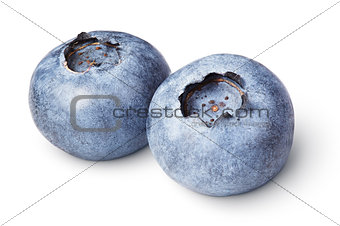 Pair of blueberry berry isolated on white