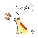 Happy dog with speech bubble and saying