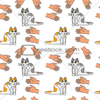 Good hands for cats seamless pattern.