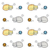 Sleeping tabby cats seamless pattern.