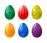 Set of colorful ornamental eggs. 