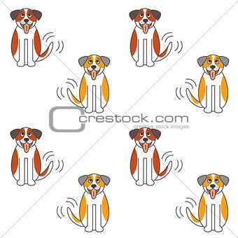 Happy St. Bernard dog seamless pattern.