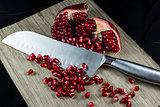 Pomegranate on Cutting Board