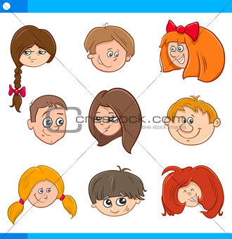children cartoon characters set