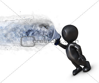 3D character with exploding megaphone