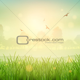 Retro grassy landscape 