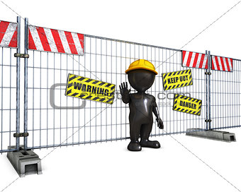 3D Morph Man at Construction Fence