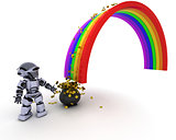Robot with pot of gold at the end of the rainbow