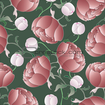 vector seamless background with peonies