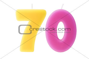 70th birthday candles isolated 