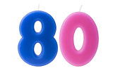 80th birthday candles isolated 
