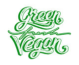Green, fresh, vegan hand lettering. Vintage poster