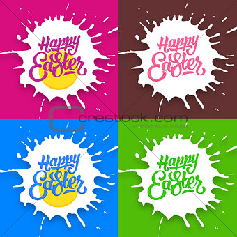 Set of Happy Easter lettering backgrounds