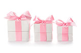Gift  boxes with pink satin ribbon