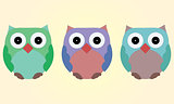 Illustrated set of owls