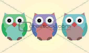 Illustrated set of owls