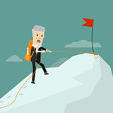 Successful experienced businessman. It comes to success. Business concept cartoon illustration