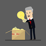 Lucky businessman has an idea. Business concept cartoon illustration