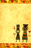 Grunge background with African ethnic patterns