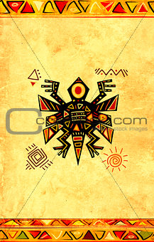 Grunge background with African ethnic patterns