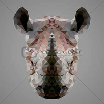 Rhinoceros low poly portrait