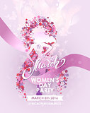 Party flyer for International Women Day celebration.