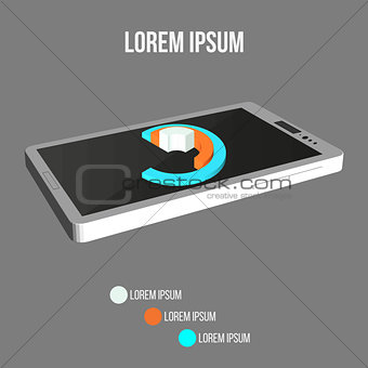 Background Of Modern Mobile Phone With Infographic Design Template. Vector Illustration Eps 10.