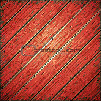 Red Old Wooden Painted Wall
