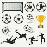 various isolated poses of soccer players in silhouettes