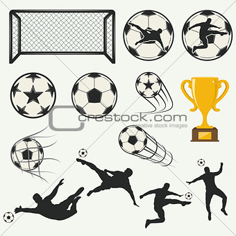 various isolated poses of soccer players in silhouettes