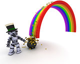 Robot with pot of gold at the end of the rainbow