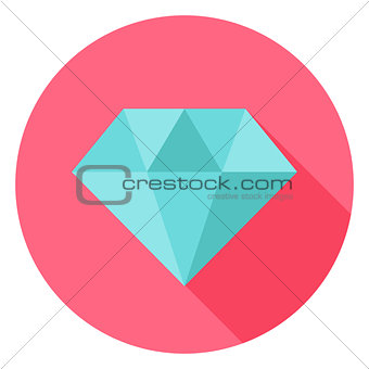 Diamond Jewelry Circle Icon with long Shadow