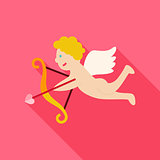 Flat Amour Cupid Boy with Bow and Love Arrow Icon