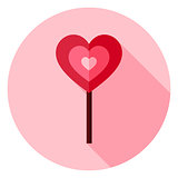 Love Heart Shaped Sweet Lollipop Circle Icon