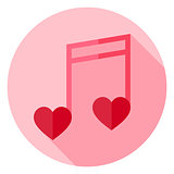 Musical Note with Hearts Circle Icon