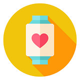 Smart Watch with Love Heart Sign Circle Icon