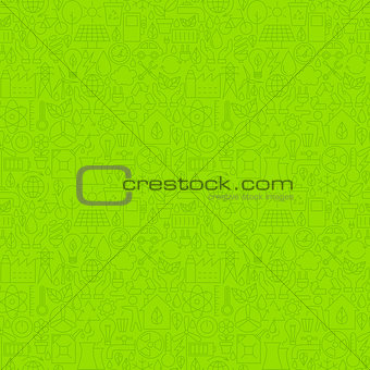 Thin Line Eco Friendly Ecology Green Seamless Pattern
