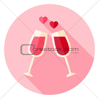 Two Glasses with Wine Circle Icon
