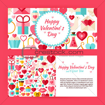 Valentine Day Flat Style Vector Template Banners Set
