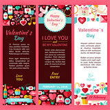 Valentine Day Vector Party Invitation Template Flyer Set